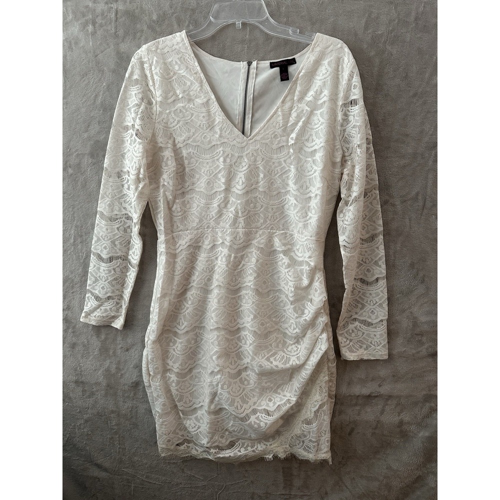 Material Girl Dress Womens Large Long Sleeve  Laced V-Neck Dress